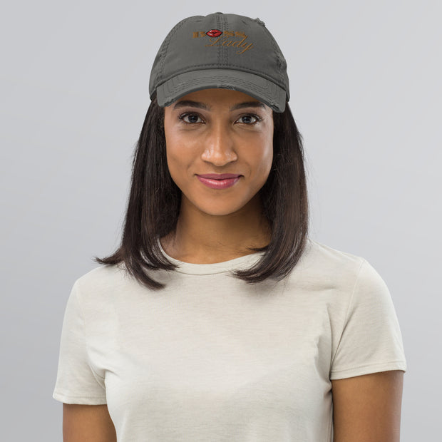 Embroidered BossLady Distressed Hat