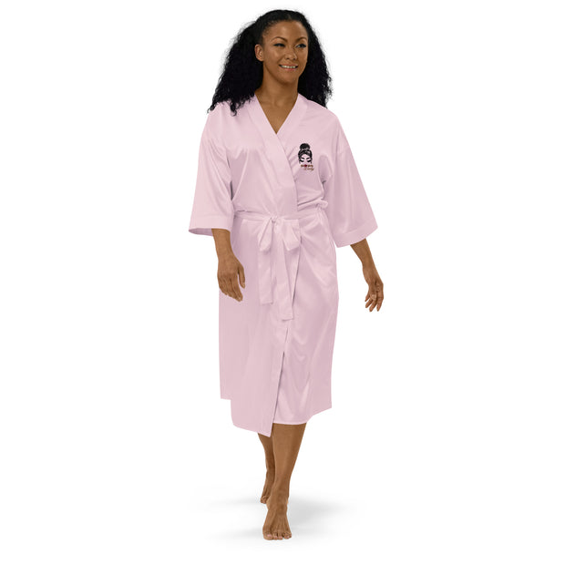 Embroidered  BOSSLADY  Satin Robe