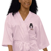 Embroidered  BOSSLADY  Satin Robe