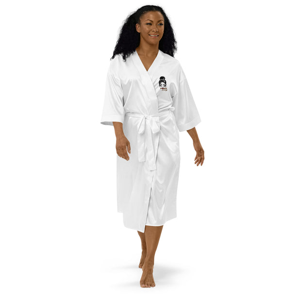 Embroidered  BOSSLADY  Satin Robe
