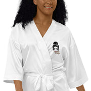 Embroidered  BOSSLADY  Satin Robe