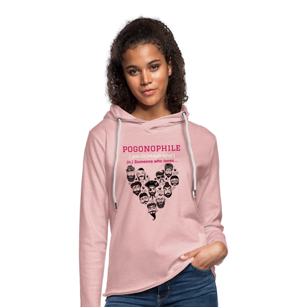 “Pogonophile” Lightweight Terry Hoodie - cream heather pink