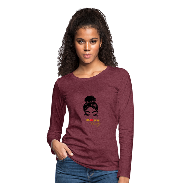 BossLady Premium Long Sleeve T-Shirt - heather burgundy