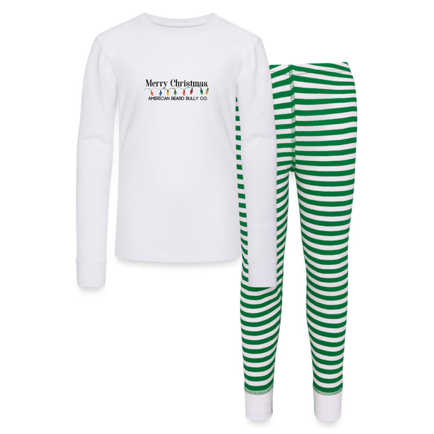 Jolly Ollie Kids’ Pajama Set - white/green stripe