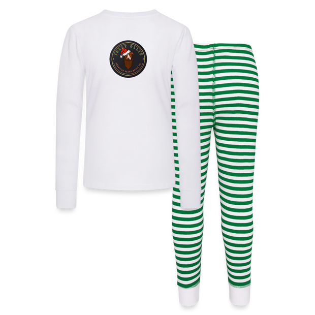 Jolly Ollie Kids’ Pajama Set - white/green stripe